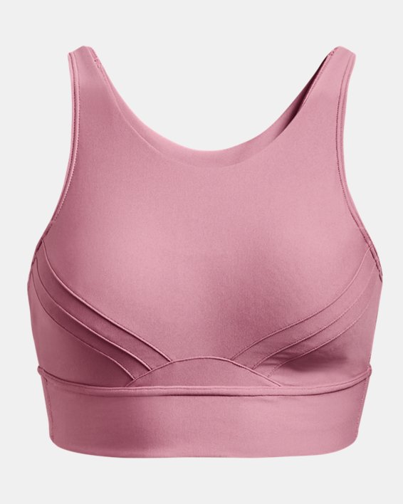 Women's UA Infinity Mid Pintuck Sports Bra in Pink image number 10